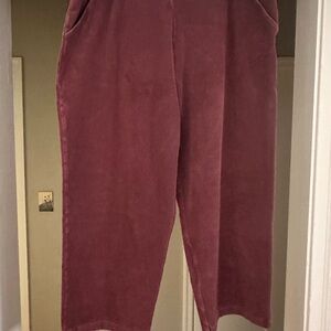 L.L. Bean Corduroy Pants in Rich Burgundy.  Pull on Stretch.